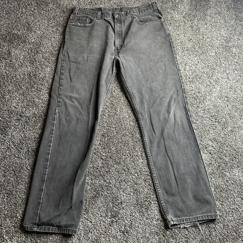 Vintage Levi's 505 Jeans Mens 38 Black Denim Straight Fit Raw Hem Grunge Y2K USA